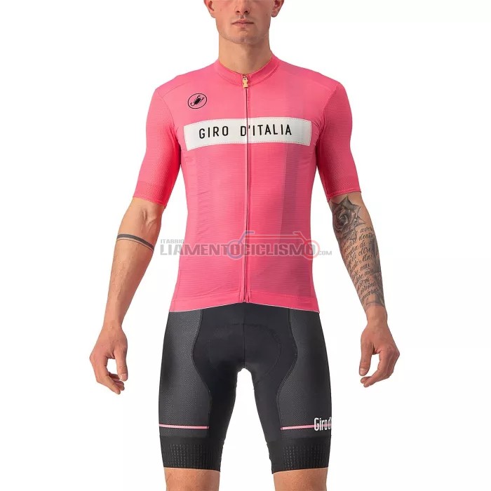 Abbigliamento Ciclismo Giro d'Italia Manica Corta 2022 Chiaro Rosa